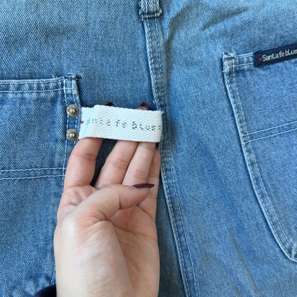 Vintage 90s Sante Fe Blues Gingham Heart Denim Overalls Size Medium - Picture 4 of 9